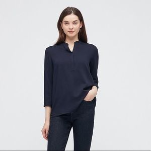 Uniqlo Rayon Stand Collar 3/4 Sleeve Shirt Size XS